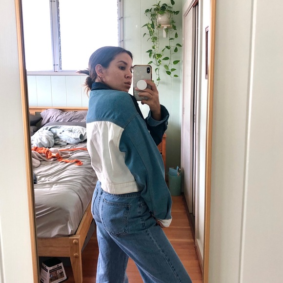 Denim patchwork cropped jacket - Picture 3 of 5